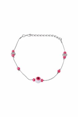 Silver Plated Evil Eye Beads Anklets for Women & Girls 014817RED10INC1