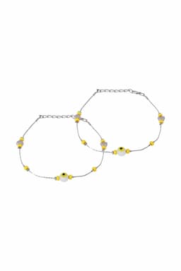 Silver Plated Evil Eye Beads Anklets for Women & Girls 014817YEL10INC1