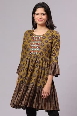 Cotton Blend Printed Tops for Women 015094MUSM