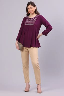 Cotton Blend Solid Kurti Pant for Women 0151173XLBEI