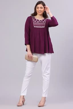 Cotton Blend Solid Kurti Pant for Women 0151173XLWHI
