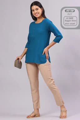 Polyester Solid Kurti Pant for Women 015178XLCHI