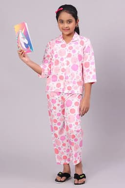 Girl's Cotton Blend  Printed Pyjama Set (1 - 10 Yrs) 015190MUL78YRS