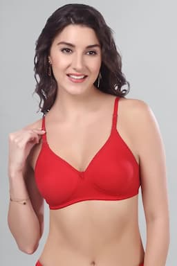 Cotton Non Padded Full Coverage Bra for Women 015259RED40