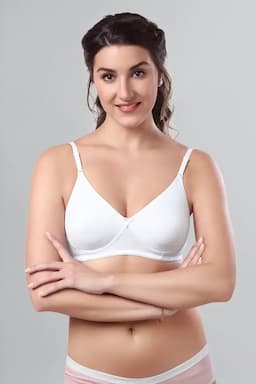 Cotton Non Padded Full Coverage Bra for Women 015259WHI40