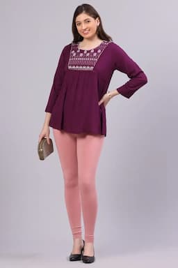 Cotton Lycra Solid Leggings for Women 015288XLPEA