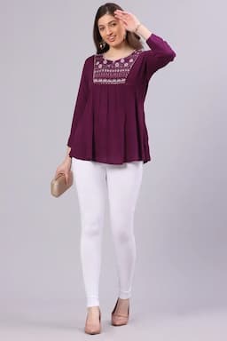 Cotton Lycra Solid Leggings for Women 015288XLWHI