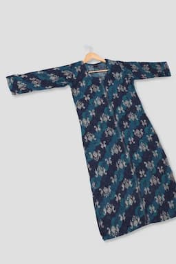 Cotton Blend Printed Kurti For Women  015341MBLU