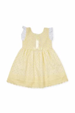Cotton Blend Printed Frock for Girls 015365YEL2YRS