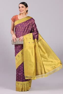 Art Silk Woven Design Saree with Blouse for Women 015602PURFRESIZ