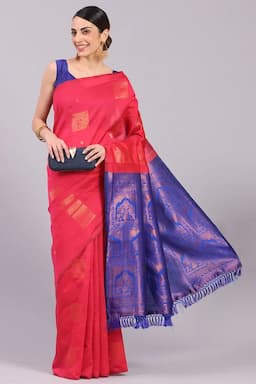 Art Silk Woven Design Saree with Blouse for Women 015605ROYBLUFRESIZ2