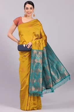 Art Silk Woven Design Saree with Blouse for Women 015607AQUGREFRESIZ