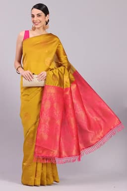 Art Silk Woven Design Saree with Blouse for Women 015607PINFRESIZ