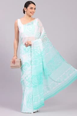 Georgette Printed Saree for Women 015720AQUFRESIZ