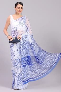 Georgette Printed Saree for Women 015720BLUFRESIZ