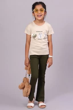 Girl's Lycra Solid Jeggings with Pocket  (1 - 18 Yrs) 015786DARGRE56YRS