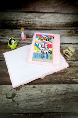 BTS Zipper Pouch Fur-Covered Ruled Diary for Kids - Pink ( Design May Vary ) 015836PIN1