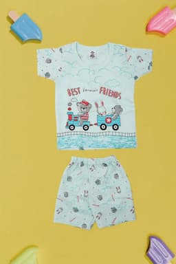 Just Born Cotton T-shirt with Shorts Set (2-Pcs Set) 015839AQU612