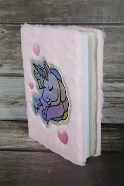 Unicorn Embossed Fur-Covered Ruled Diary for Kids - Pink 015846PIN1