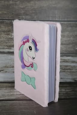 Unicorn Embossed Fur-Covered Ruled Diary for Kids - Pink 015849PIN1