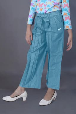 Girl's Cotton Blend Solid Palazzo (1 - 18 Yrs) 015885BLU910YRS