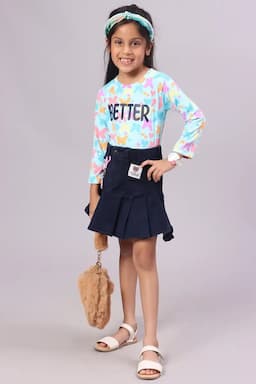 Polyester Printed T-Shirt for Girl (1-16 Yrs) 0159631112YRSSKYBLU