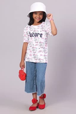 Polyester Conversational Printed T-Shirt for Girl (1 - 16 Yrs) 0159721516YRSPIN
