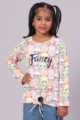 Polyester Printed T-Shirt for Girl (1 - 16 Yrs) 01597756YRSPEA
