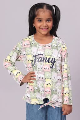 Polyester Printed T-Shirt for Girl (1 - 16 Yrs) 01597778YRSGRE