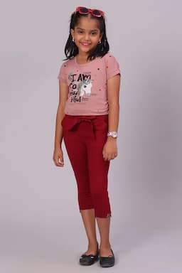 Girl's Cotton Lycra Blend Solid Capri (1 - 18 Yrs) 015993MAR1112YRS