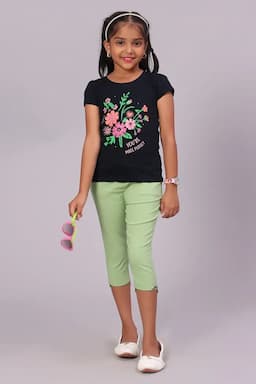Girl's Cotton Lycra Blend Solid Capri (1 - 18 Yrs) 015993PIS34YRS