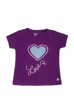 Girl's Cotton Printed Short Sleeve T-shirt 01616334YRSPUR