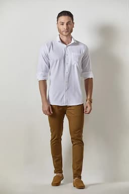 Men's Cotton Slim Fit - Stain Proof Shirt 016284WHI40
