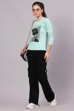 Cotton Lycra Graphic Printed T-Shirt for Women 016306XXLLIGGRE