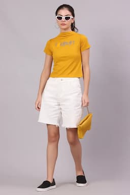 Cotton Lycra Typographic Printed T-Shirt for Women 016311XXLMUS