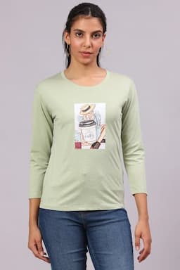 Cotton Lycra Graphic Printed T-Shirt for Women 016414XXLPIS