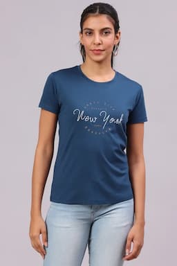 Cotton Typographic Printed T-Shirt for Women 016415XXLTEA