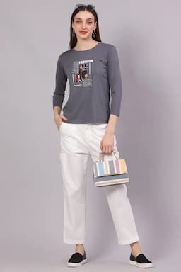 Cotton Lycra Graphic Printed T-Shirt for Women 016421XXLGRE2