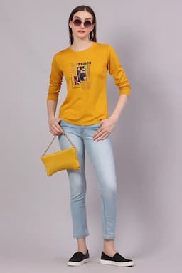 Cotton Lycra Graphic Printed T-Shirt for Women 016421XXLMUS