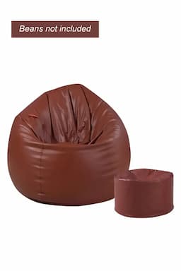 Couchette Stillo XXXL Teardrop Bean Bag Cover With Pouffe in Faux Leather (tan) 016436TANXXX2