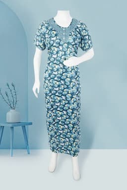 Polyester Conversational Printed Nighty for Women 016444GRE2XL