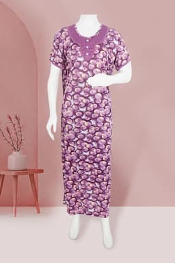 Polyester Conversational Printed Nighty for Women 016444MAU2XL
