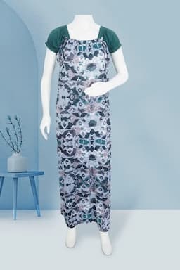 Polyester Abstract Printed Nighty for Women 016488GREFRESIZ