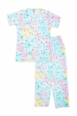 Polyester Printed Pyjama Set for Girls 016500GRE131YRS