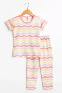 Girl's Polyester Chevron Printed Pyjama Set 016513PEA131YRS