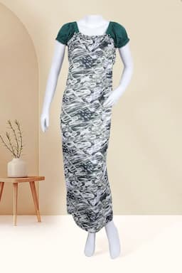 Polyester Abstract Printed Nighty for Women 016570GREFRESIZ