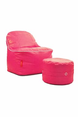 Couchette Faux Leather XXXL Lounge Chair Luxury Bean Bag Cover with Footrest in Pink Color (Without Fillers) 016672PINXXX