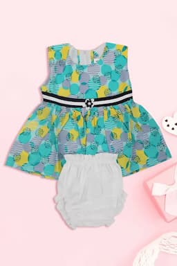 Baby Girl's Printed Frock with Panty Set (2-Pcs Set) 016826GRE13M
