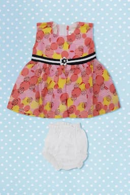 Baby Girl's Printed Frock with Panty Set (2-Pcs Set) 016826PIN13M