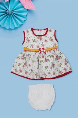 Just Born Girl's Floral Printed Dress with Panty Set (2-Pcs Set) 016842PIN13M